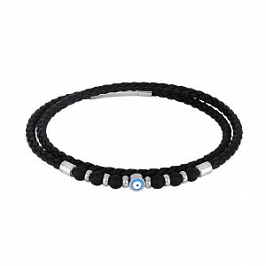 Βραχιόλι Από Δέρμα Και Ατσάλι Με Ματάκι TU29894