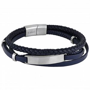 Βραχιόλι Από Δέρμα Και Ατσάλι Με Ταυτότητα TU29916