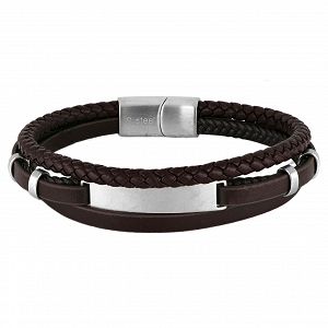 Βραχιόλι Από Δέρμα Και Ατσάλι Με Ταυτότητα TU29917