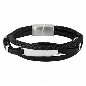 Βραχιόλι Από Δέρμα Και Ατσάλι Με Ταυτότητα TU29918