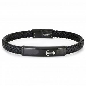 Βραχιόλι Από Δέρμα Και Ατσάλι Με Άγκυρα TU29943