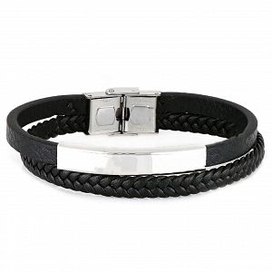 Βραχιόλι Από Δέρμα Και Ατσάλι Με Ταυτότητα TU29945