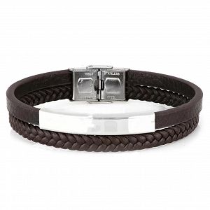 Βραχιόλι Από Δέρμα Και Ατσάλι Με Ταυτότητα TU29946