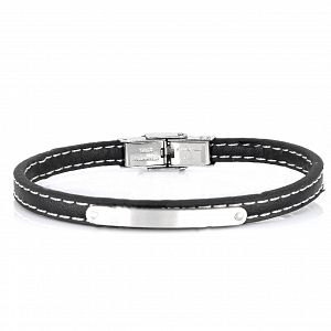 Βραχιόλι Από Δέρμα Και Ατσάλι Με Ταυτότητα TU29949