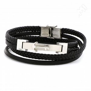Βραχιόλι Από Δέρμα Και Ατσάλι Με Άγκυρα TU29951