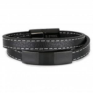 Βραχιόλι Από Δέρμα Και Ατσάλι Με Ταυτότητα TU29953