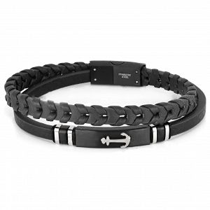 Βραχιόλι Από Δέρμα Και Ατσάλι Με Άγκυρα TU29957