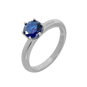 Δαχτυλίδι Από Ασήμι 925 Μονόπετρο Με Ζιργκόν Μπλε PS30835