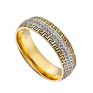 Δαχτυλίδι Από Ατσάλι Επιχρυσωμένο Με Μαίανδρο Και Ζιργκόν AS30877