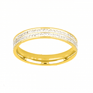 Δαχτυλίδι Βέρα Από Ατσάλι Επιχρυσωμένο Με Κρύσταλλα TU30947