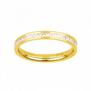 Δαχτυλίδι Βέρα Από Ατσάλι Επιχρυσωμένο Με Κρύσταλλα TU30956