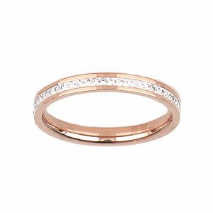 Δαχτυλίδι Βέρα Από Ατσάλι Ροζ Επιχρυσωμένο Με Κρύσταλλα TU30957