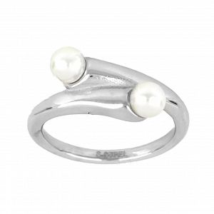 Δαχτυλίδι Από Ατσάλι Με Μαργαριτάρια TU30968