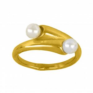 Δαχτυλίδι Από Ατσάλι Επιχρυσωμένο Με Μαργαριτάρια TU30969