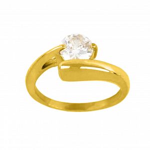 Δαχτυλίδι Μονόπετρο Από Ατσάλι Επιχρυσωμένο TU30975