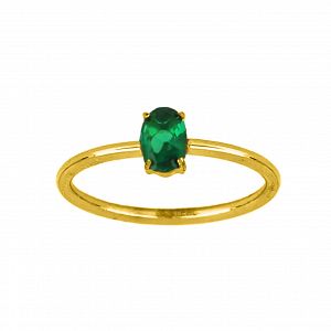 Δαχτυλίδι Μονόπετρο Από Ατσάλι Επιχρυσωμένο TU30985