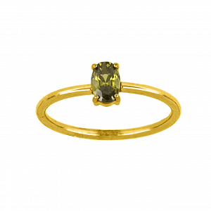 Δαχτυλίδι Μονόπετρο Από Ατσάλι Επιχρυσωμένο TU30986