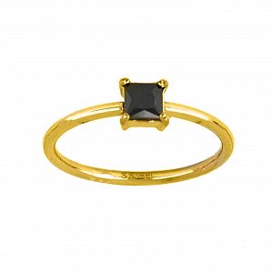 Δαχτυλίδι Μονόπετρο Από Ατσάλι Επιχρυσωμένο TU31063