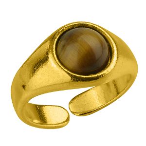 Δαχτυλίδι Από Ορείχαλκο Επιχρυσωμένο Με Ημιπολύτιμο Λίθο Μάτι Τίγρη AA34269