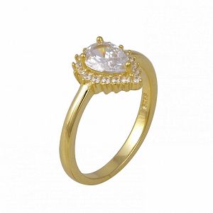 Δαχτυλίδι Ροζέτα Από Ασήμι 925 Επιχρυσωμένο Στρογγυλό SS34292