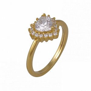 Δαχτυλίδι Ροζέτα Από Ασήμι 925 Επιχρυσωμένο Καρδιά SS34294