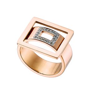 Δαχτυλίδι Από Ανοξείδωτο Ατσάλι Ροζ Επιχρυσωμένο AS34448