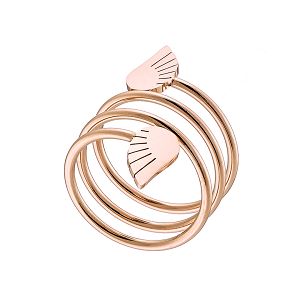 Δαχτυλίδι Από Ανοξείδωτο Ατσάλι Ροζ Επιχρυσωμένο Με Φτερά AS34466