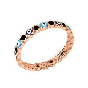 Δαχτυλίδι Από Ασήμι 925 Ροζ Επιχρυσωμένο Με Ματάκια SS34478