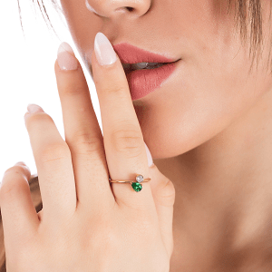Δαχτυλίδι από Ατσάλι Επιχρυσωμένο Με Ζιργκόν Δάκρυ Πράσινο AS36034