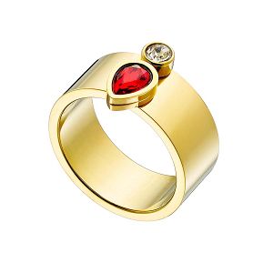 Δαχτυλίδι από Ατσάλι Επιχρυσωμένο Με Ζιργκόν Δάκρυ Κόκκινο AS36036