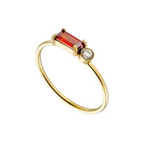 Δαχτυλίδι από Ατσάλι Επιχρυσωμένο Με Ζιργκόν Κόκκινο AS36037