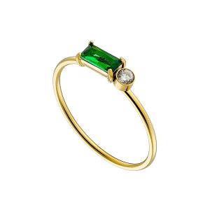 Δαχτυλίδι από Ατσάλι Επιχρυσωμένο Με Ζιργκόν Πράσινο AS36038