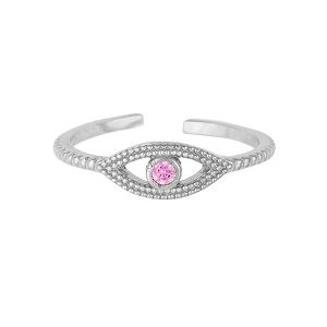 Δαχτυλίδι Excite ματάκι με ροζ  ζιργκόν στο κέντρο απο επιπλατινωμένο ασήμι 925 D-10-ROZ-S-59