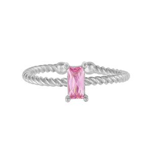 Δαχτυλίδι Excite Fashion Jewellery με ροζ ζιργκόν απο επιπλατινωμένο ασήμι 925 D-22-ROZ-S-69