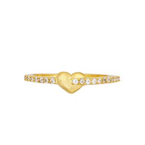 Δαχτυλίδι καρδιά Excite με λευκά ζιργκόν από επιχρυσωμένο ασήμι 925. D-32-AS-G-65