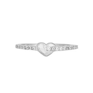 Δαχτυλίδι καρδιά Excite με λευκά ζιργκόν από επιπλατινωμένο ασήμι 925. D-32-AS-S-65