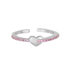 Δαχτυλίδι Excite καρδιά με ροζ ζιργκόν από επιπλατινωμένο ασήμι 925 D-32-ROZ-S-65