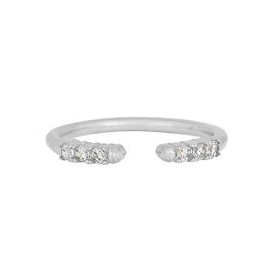 Δαχτυλίδι Excite βεράκι με λευκά ζιργκόν από επιπλατινωμένο ασήμι 925. D-33-AS-S-65