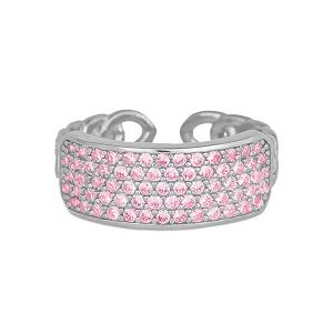 Δαχτυλίδι Excite με ροζ ζιργκόν, πλεκτό σχέδιο απο επιπλατινωμένο ασήμι 925. D-40-ROZ-S-14