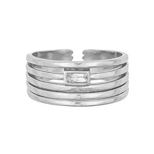 Δαχτυλίδι Excite με λευκό ζιργκόν από επιπλατινωμένο ασήμι 925. D-42-AS-S-16