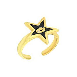 Δαχτυλίδι Από Ορείχαλκο Επιχρυσωμένο 24K Με Αστέρι Και Ματάκι NI37235