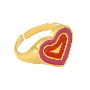 Δαχτυλίδι Από Ορείχαλκο Επιχρυσωμένο 24K Με Καρδιά NI37285