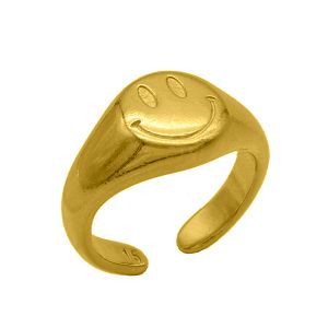 Δαχτυλίδι Chevalier Από Ορείχαλκο Επιχρυσωμένο 24Κ Smiley PF37404
