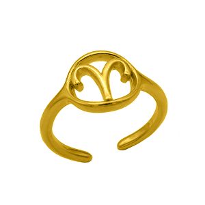 Δαχτυλίδι Από Ορείχαλκο Επιχρυσωμένο 24Κ Με Το Ζώδιο Του Κριού PF37429