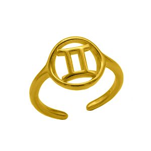 Δαχτυλίδι Από Ορείχαλκο Επιχρυσωμένο 24Κ Με Το Ζώδιο Των Διδύμων PF37433