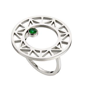 Δαχτυλίδι Από Ατσάλι Με Swarovski Πράσινο AS37485