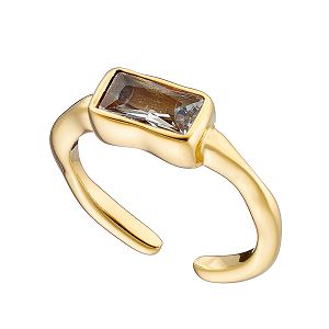 Δαχτυλίδι Από Ατσάλι Επιχρυσωμένο 24Κ Με Swarovski Διάφανο AS37488