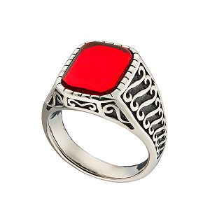 Δαχτυλίδι Από Ατσάλι Με Ζιργκόν Κόκκινο AS37495