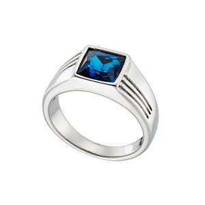 Δαχτυλίδι Από Ατσάλι Με Ζιργκόν Μπλε AS37506