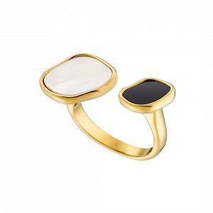 Δαχτυλίδι Από Ατσάλι Επιχρυσωμένο Με Φίλντισι Και Όνυχα AS37557